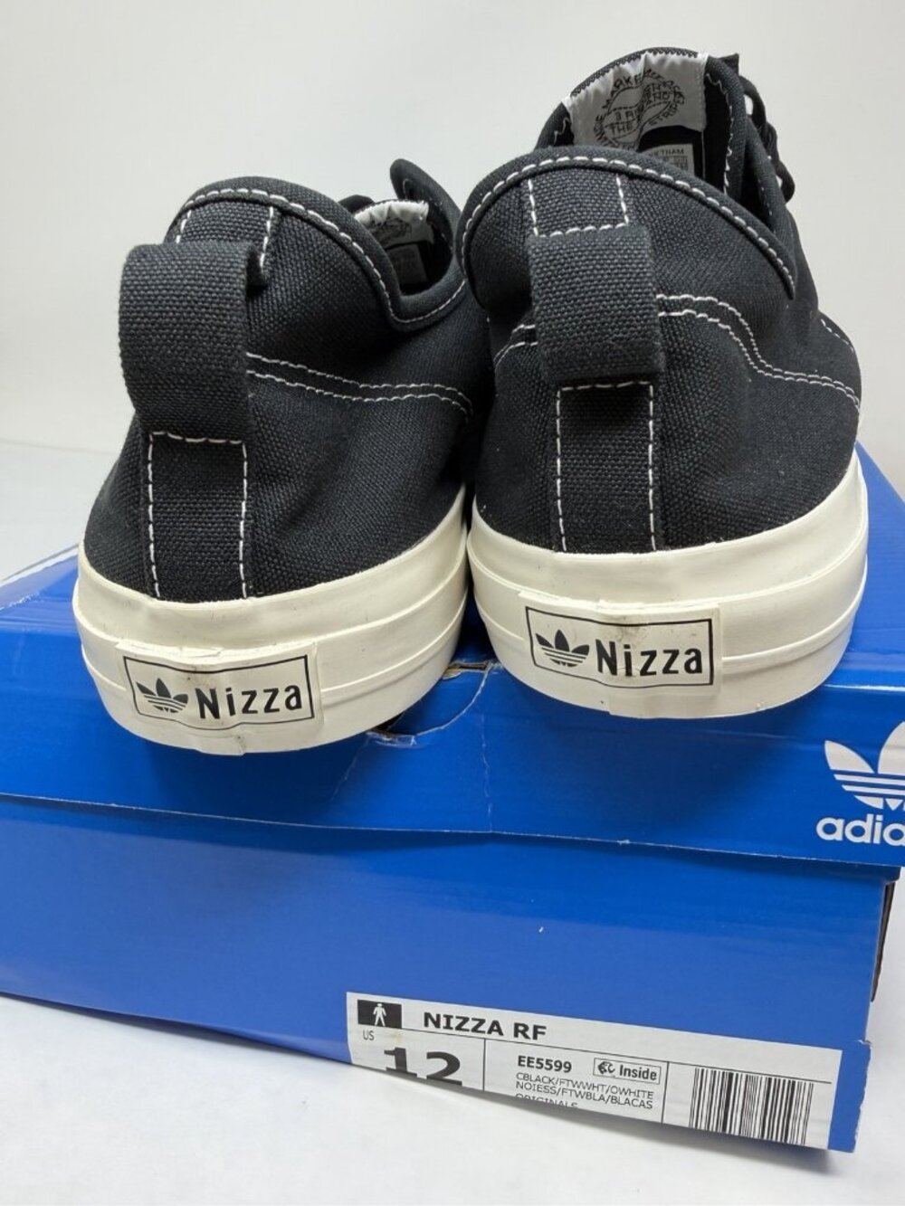 Adidas Originals Nizza RF Mens Sneakers Black White Canvas EE5599 Size 12 - Picture 3 of 7